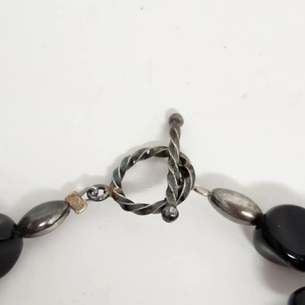 Teardrop Glass AB Beaded Necklace Sterling Silver‎ Toggle Closure